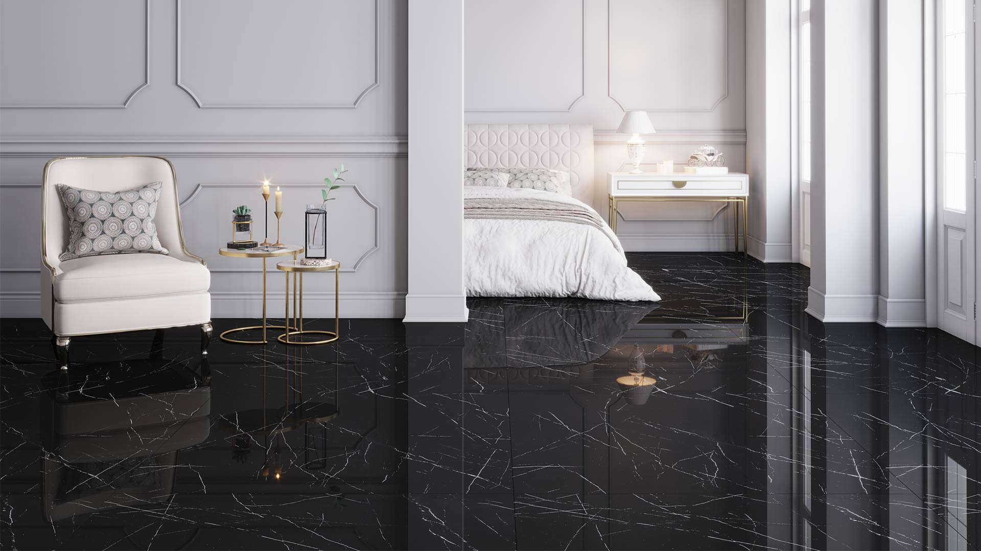Dallas Black polished Mahceram Ceramic Tiles